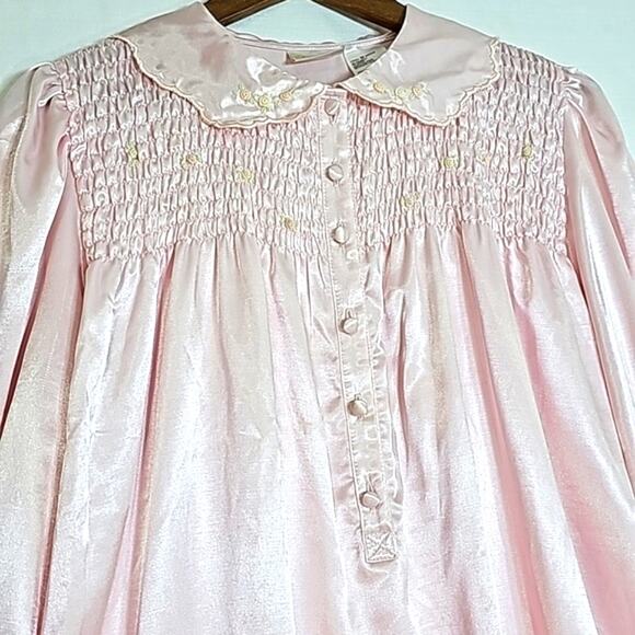 Women Sz M Sleep Shirt Pink Romantic Embroidered Intimate Moods Gown Dress - Picture 4 of 12